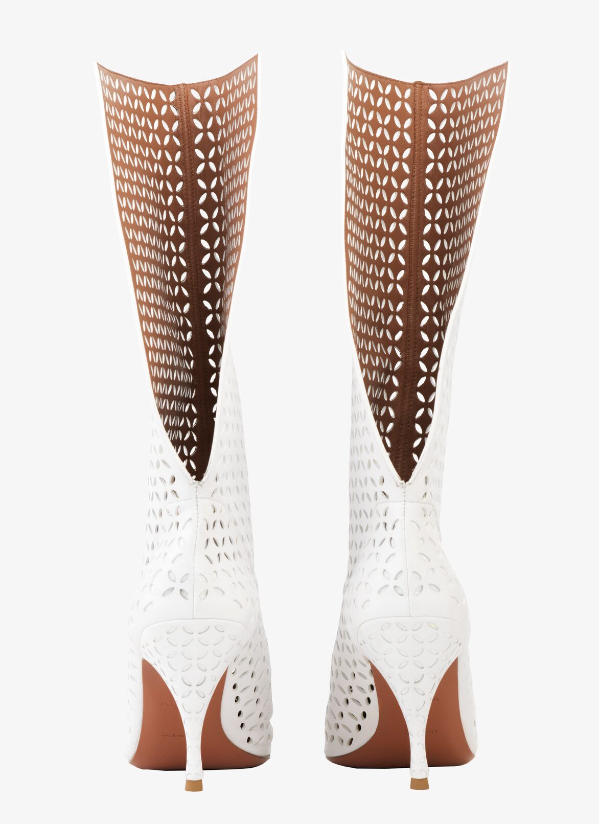 OPENWORK HEEL BOOTS  ALAÏA OFF-WHITE OPENWORK HEEL BOOTS